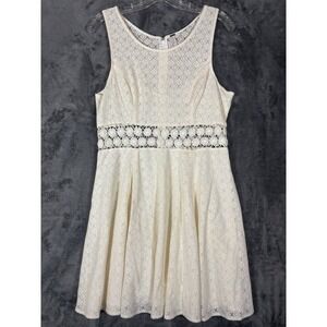 Free People Daisy Waist Crochet A-line Mini Dress in Ivory Lace Size 10